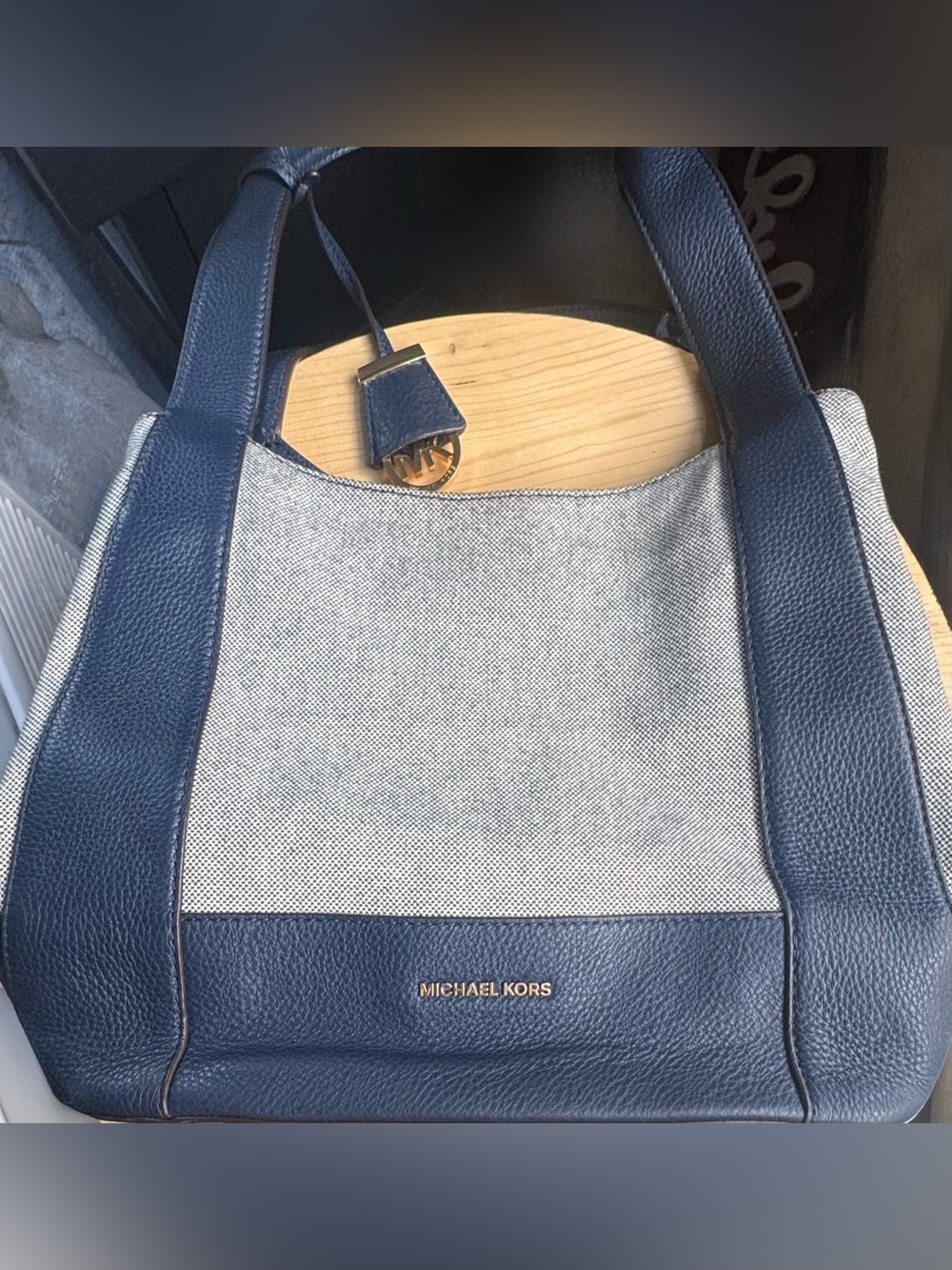 Michael Kors Marlon Canvas Leather Shoulder Bag